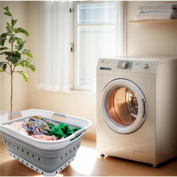 42L (11 gallon) Collapsible Plastic Laundry Basket - Foldable Pop Up Storage - Picture 2 of 7